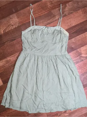 Aeropostale Olive Green Spaghetti Strap Mini Dress medium thumbnail 1