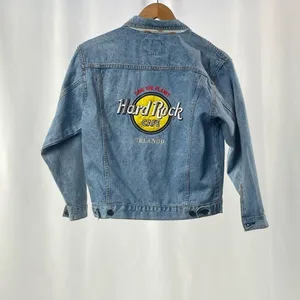 Vintage Hard‎ Rock Cafe Orlando W Roma Pin Cotton Jean Jacket in Blue Size 10 thumbnail 10