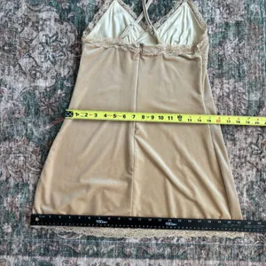 Beverly and Beck Velvet Mini Dress S Gold Lace Homecoming Romantic Coquette thumbnail 6
