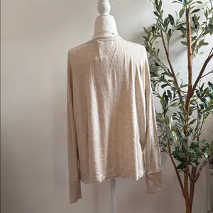 Beige Long Sleeve Henley Top Size L thumbnail 3