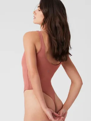 Alo Mesh Sheer Illusion Bodysuit - Soft Terracotta thumbnail 8