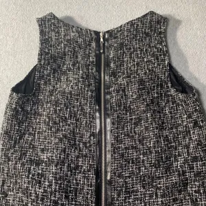 Ann Taylor Loft Tweed Dress Womens Sz 2 Black White Wool Faux Leather Trim EUC‎ thumbnail 5