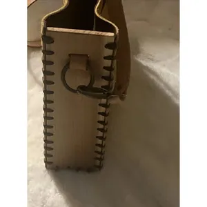 Suede And Wooden Crossbody Hand-Stitched Minimalist Western Boho Shoulder Bag thumbnail 3
