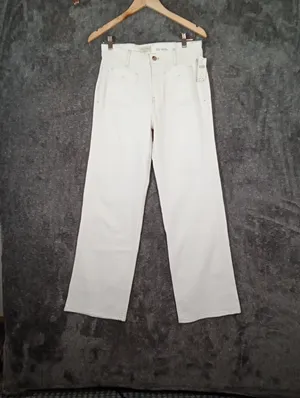 Pilcro Anthropologie Womens Size 28 Wide Leg White Jeans Stretch Coastal thumbnail 3