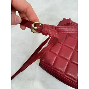 Steve Madden Red Quilted Faux‎ Leather Crossbody Wallet Bag Gold Hardware thumbnail 11