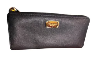 Michael Kors Wallet Clutch Zip Around Continental Black Smooth‎ Leather Urban thumbnail 1