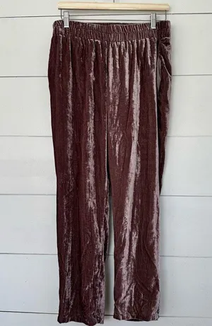 Tina Jo Anthropologie Women’s Medium Crushed Velvet Pull On Pants Stretchy thumbnail 1