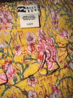 Billabong Yellow Floral Smocked Puff-Sleeve Crop Top thumbnail 4