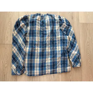 J.Crew Blue White Plaid Puff Sleeve Ruffle Blouse BB286 Womens Large Cotton thumbnail 6