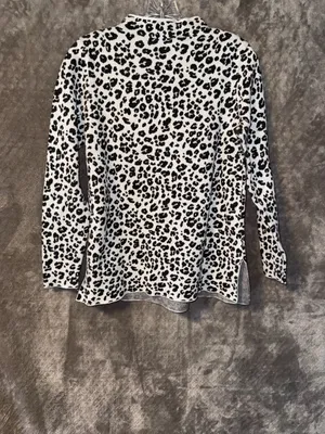 LOFT Women's Size M Leopard Print Mock Neck Cotton Sweater thumbnail 6