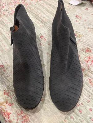 Lucky Brand Dark Gray Perforated Ankle Booties thumbnail 1