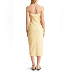 Nanushka Anubi Vegan Leather‎ Sleeveless Wrap Midi Dress Margarine NWT Size S thumbnail 2