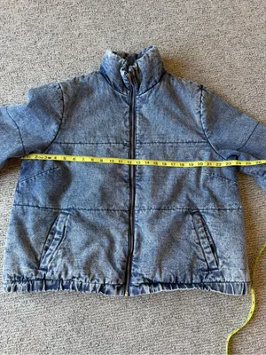 Women's Oversized Blue Puffer Denim‎ Jacket Size 3X thumbnail 6