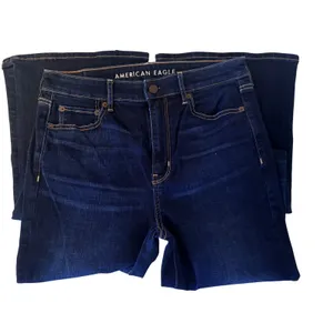 American Eagle Flare Jeans Womens 8 Long Blue Excellent Super Hi-Rise Stretch thumbnail 7