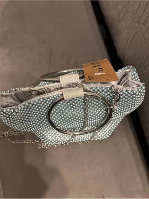 Mix No. 6 Pale Blue Beaded Ring-Handle Wristlet thumbnail 6