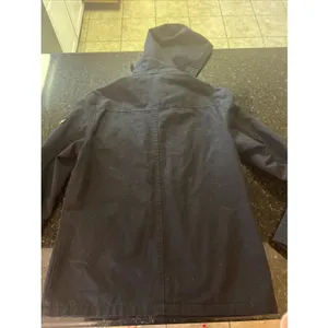 Wenven Woman's Black Coat‎ Jacket Parka Hood Military Style Sz Sm Pockets Patch thumbnail 11
