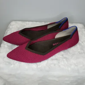 Rothy's The Point Flats Bright Magenta Knit Pointed Toe Washable Womens Size 9 thumbnail 4