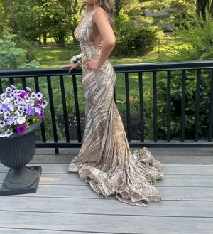 prom dress 22314 gold and silver sequin Size 00 thumbnail 2