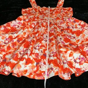 CHELSEA28 Fit & Flare Cotton Minidress in Orange Blue Blushed Blooms Medium thumbnail 6