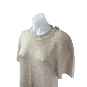 NEW Abercrombie & Fitch Beige Wool Knit Short Sleeve Mini Sweater Dress Size M thumbnail 3