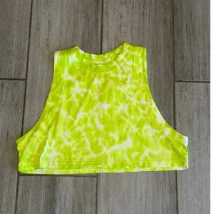 Lululemon All Yours Cropped Tank Top Lime Tie Dye Cotton Womens Size Medium thumbnail 5
