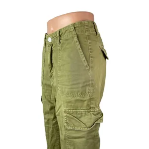 Zara Women's Green High Rise Military Barrel Wide Leg Cargo Denim Jeans Pants 2 thumbnail 2