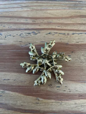 Beautiful Vintage Green Purple Amber Rhinestone Flower Pinwheel Brooch thumbnail 2