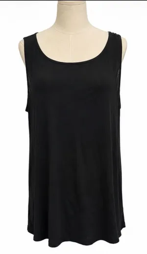 Eileen Fisher Black Sleeveless Viscose Stretch Hi-Low Tunic Top M thumbnail 1