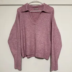 J. Crew Wool Collared V-neck Pink Sweater in Supersoft Yarn thumbnail 2