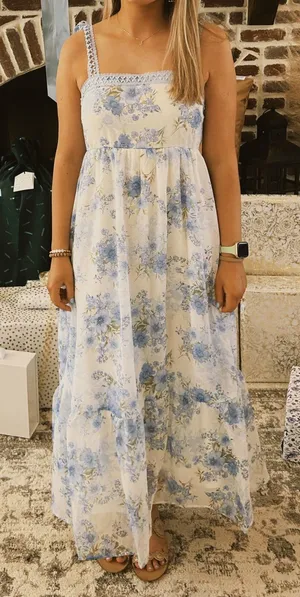 Boutique Maxi Blue White Dress thumbnail 1