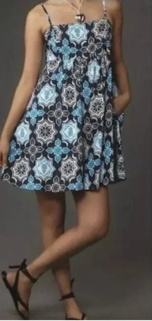 Hutch Anthropologie Blue White Tile Pineapple Print Romper Pockets XL‎ 1 thumbnail 1