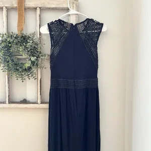 H&M Navy Blue Eyelet Maxi Dress Viscose‎ Size Small thumbnail 3