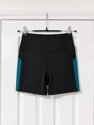 FP Movement Free People High Rise Biker Shorts Black Teal Mesh Pocket XS thumbnail 2