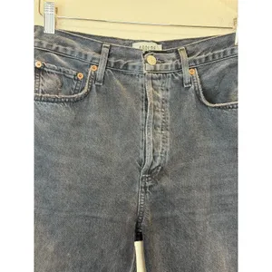 AGOLDE Riley Jeans Womens 28 Black Distressed High Rise Straight Leg Denim thumbnail 5