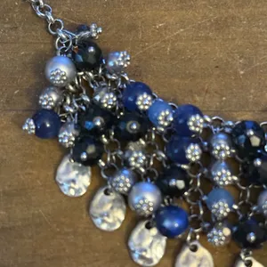 Silver tone multi dangle bead bib necklace thumbnail 6