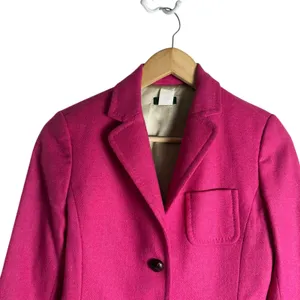 J.Crew Wool Black Jacket Blazer Robert Noble Scottish Cloth Hot Pink Sz 0 thumbnail 2