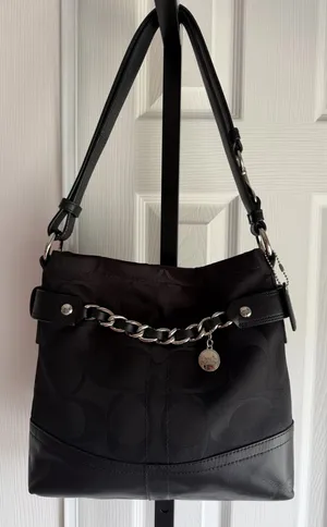 Coach Black Hobo Shoulder Bag With Chain Detail Women's thumbnail 1