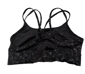 All In Motion Black Gray Marbled Strappy Crisscross Mesh Bra Yoga Medium Women's thumbnail 1