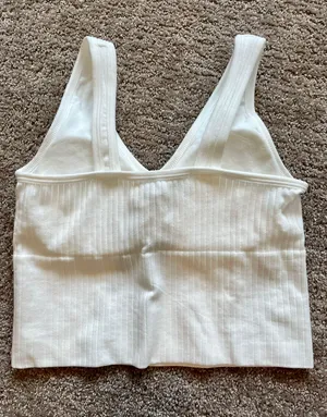 White Ribbed Cropped Tank thumbnail 2