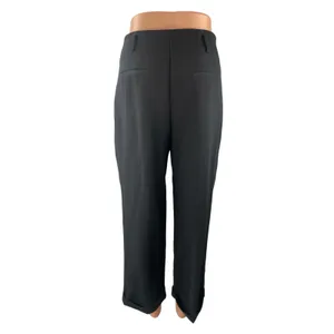Zara Black Pleated High Rise Loose Straight Wide Leg Trousers Dress Pants Size S thumbnail 4