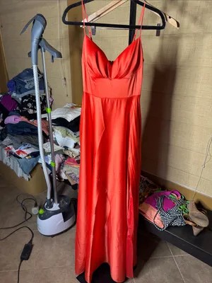 Windsor Gillian Orange Satin A-Line Formal Maxi Dress Size 1/2 thumbnail 5