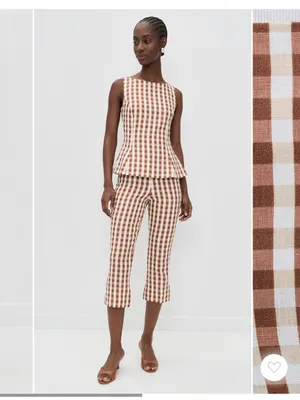 NWT FAITHFULL Valeria Capri Pants in gingham cedar thumbnail 5