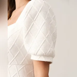 Rihoas The Solid Textured Puff Short Sleeve Mini Dress Square Neck White Size L‎ thumbnail 3