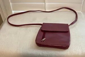 Nine West Wine Red Crossbody Bag with Front Zip thumbnail 1