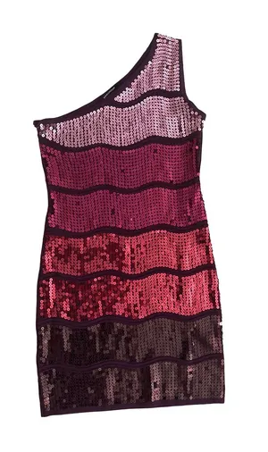 WOW couture One-Shoulder Sequin Ombre Dress in Pink and Burgundy thumbnail 1