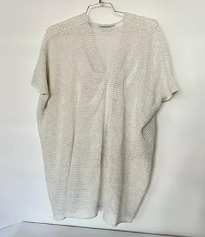 All Saints Itat Levita Twist Front Mesh Poncho Wrap Size X-Small Ivory/Beige thumbnail 3