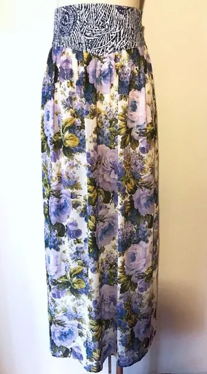 Floral Flowing Boho Gypsy Hippie Maxi Skirt thumbnail 2