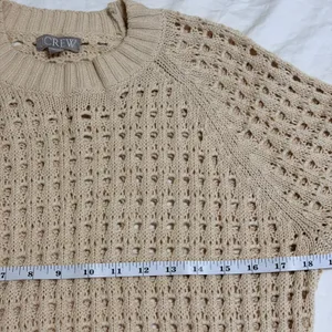 J.Crew Pointelle Crewneck Sweater Women‎ Small Fisherman Knit Dusty Ivory Cotton thumbnail 10