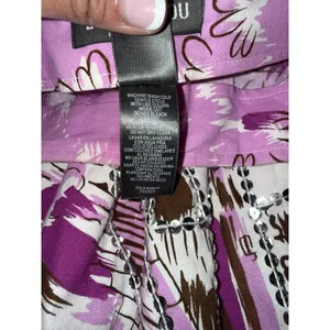 Bisou‎ Bisou Women's Sz 4 A Line Boho Cotton Skirt Sequins Pink White Purple thumbnail 5