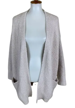 Barefoot‎ Dreams CozyChic Taupe Open Front Cardigan Soft Lounge S M thumbnail 1